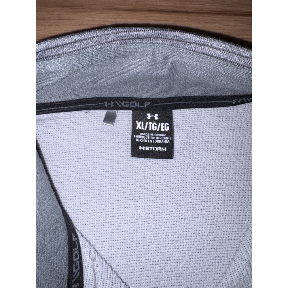 Under Armour Golf Storm Sweater Mens XL Grey Striped 1/4 Zip Pullover - Picture 2 of 5